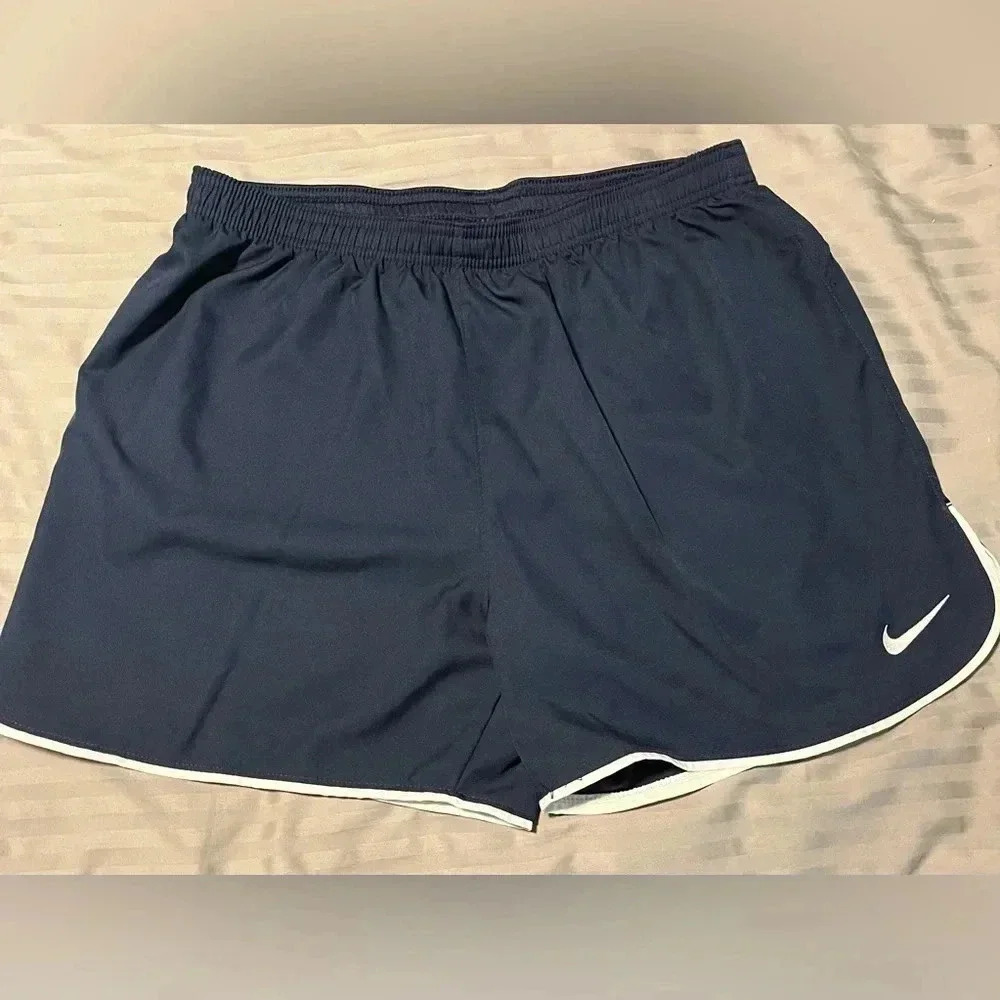 Nike Women Running Shorts ~ Navy Blue & White ~ DRI-FIT Size L